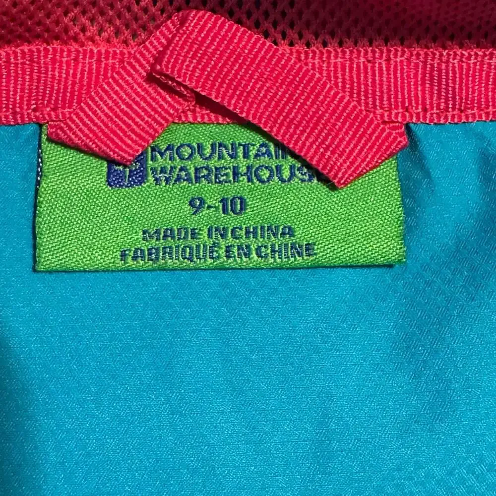 Mountain Warehouse Girls Waterproof Hooded Rain Jacket Blue Pink Size 9-10
